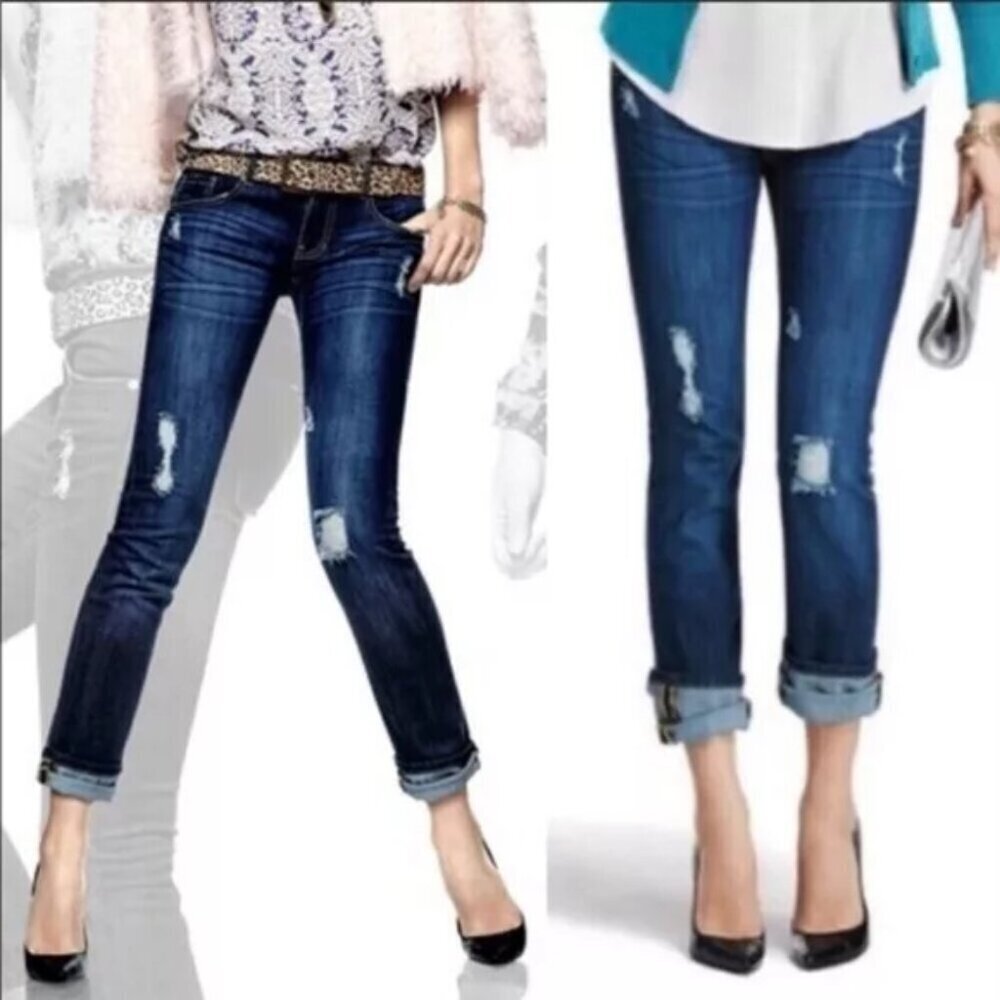Cabi Destruction Slim Boyfriend Jeans Distressed